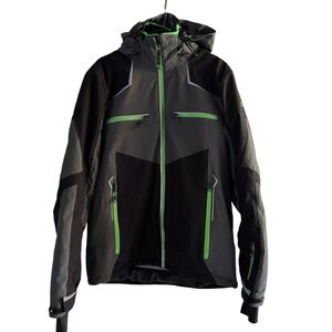 Men's Black and Gray Jacket with Green Accents